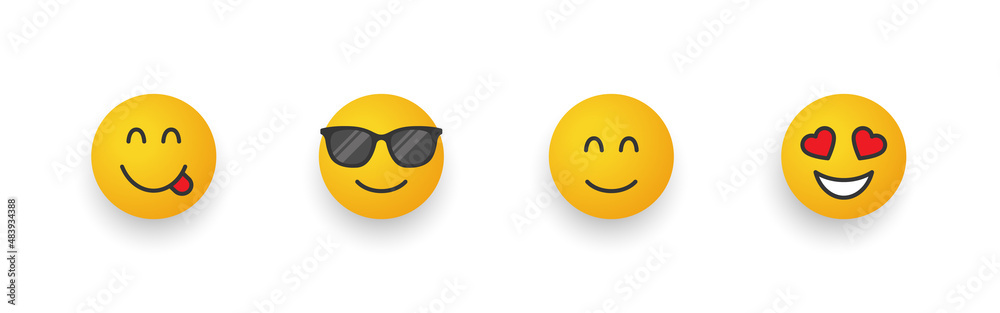 Icon Smile Emoji. Cartoon emoji set. Smiley faces with wonder. Vector illustration