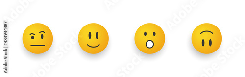 Emoticon smile. Cartoon emoji set. Smiley faces with wonder. Vector illustration