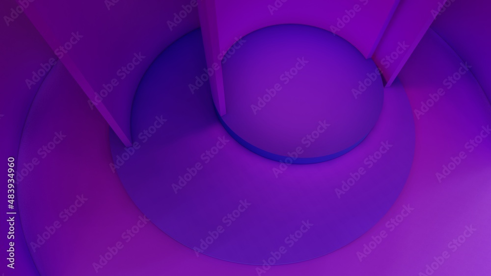 Interior background blue round podium 3d render Interior background blue round podium 3d render