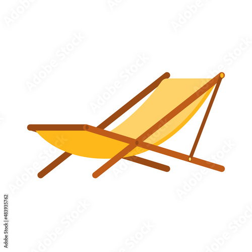 Yellow tissue chaise longue or hammock chair for summer outdoor relaxation sunbathing isometric vector illustration. Comfortable furniture for relaxing at beach, garden, backyard or resort vacation