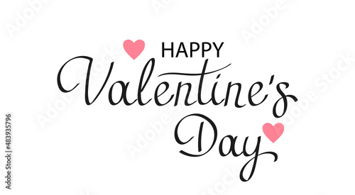 Happy Valentine's Day text, handwritten typographic poster on red background.