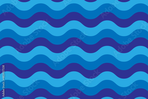 Blue Sea Wave Lines Pattern Abstract Background. Wallpaper Backdrop. Vector Illustration
