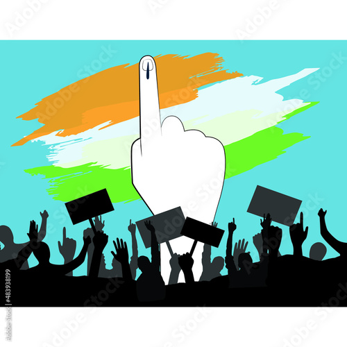 Voting hand of India election, vector illustration