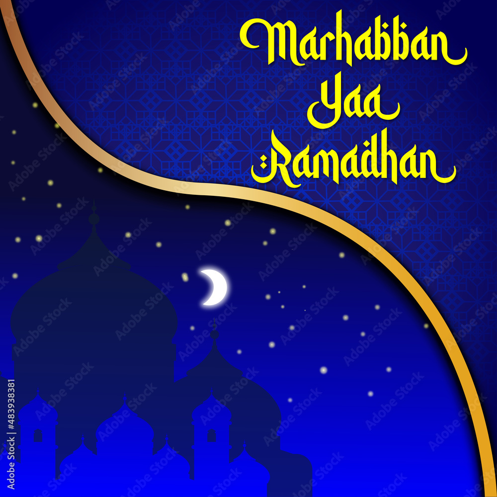 vector graphic illustration of a mosque silhouette in blue, suitable for the background to welcome the month of Ramadan. vector graphic illustration of a mosque silhouette in blue, suitable for the background to welcome the month of Ramadan.