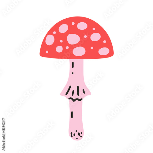 scandinavian forest vector illustration set simple doodles with nature theme and wild animals. deer horse fox bear , mushrooms and plants simple flat design. scandi artwork, cute drawings for kids