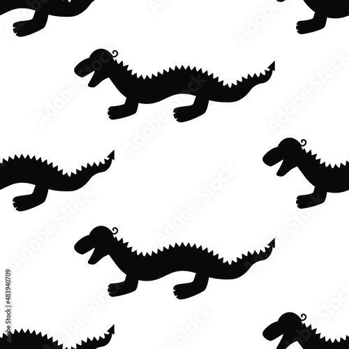 Seamless background with dragons. Dragon Silhouette