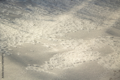 Texture of snow. Snow background. Cold surface.