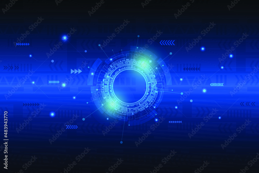 Fototapeta premium Abstract, futuristic technology idea concept dark blue background.