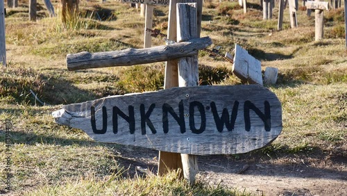 Sad Hill Cemetery with Unknown grave, Burgos Spain. Movie location. Here was filmed spaghetti western The Good, the Bad and the Ugly with Clint Eastwood. Tourist place.