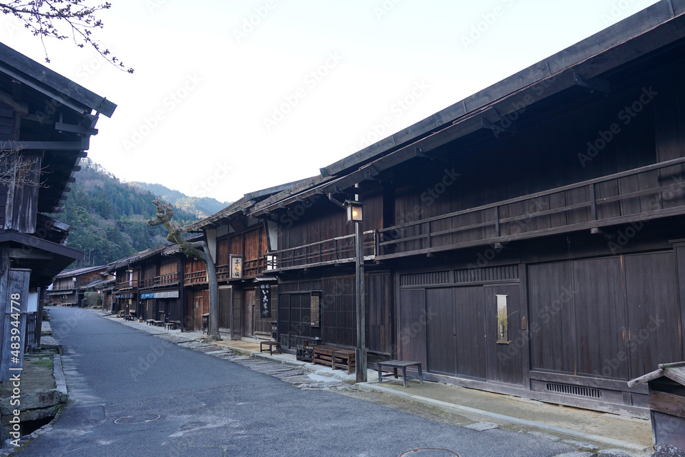 中山道妻籠宿の美しい町並み（長野県木曽郡南木曽町）