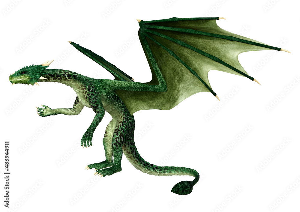 Obraz premium 3D Rendering Fairy Tale Dragon on White