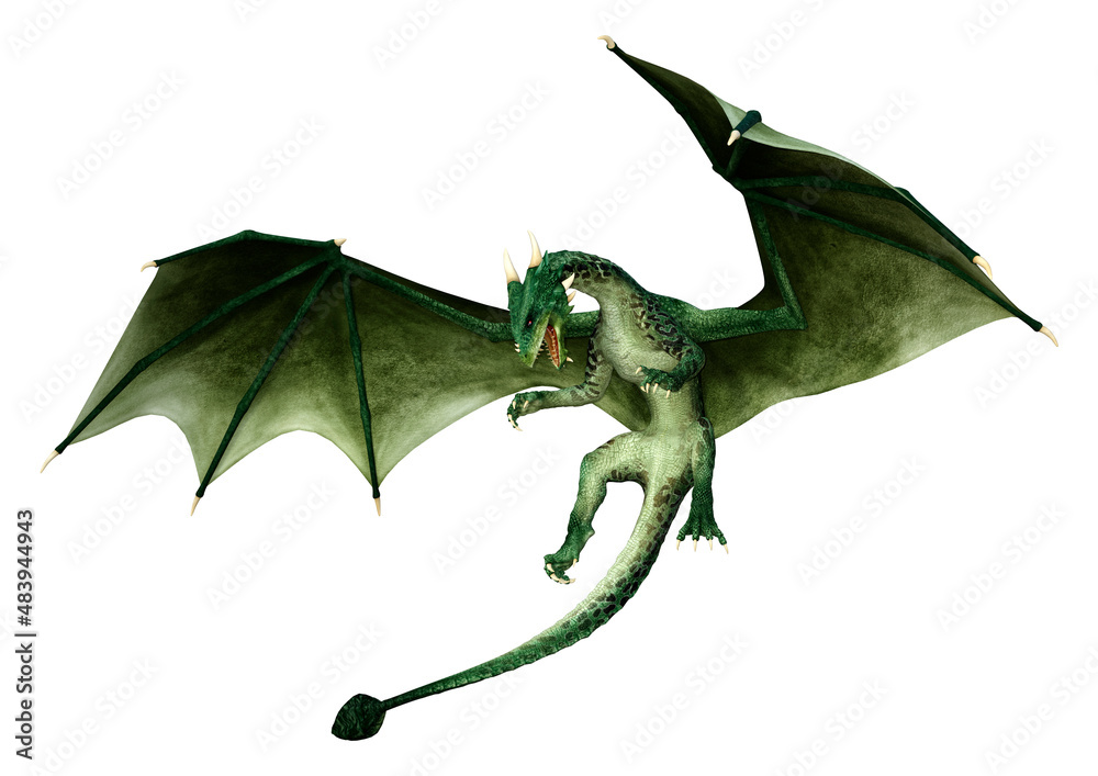 Obraz premium 3D Rendering Fairy Tale Dragon on White