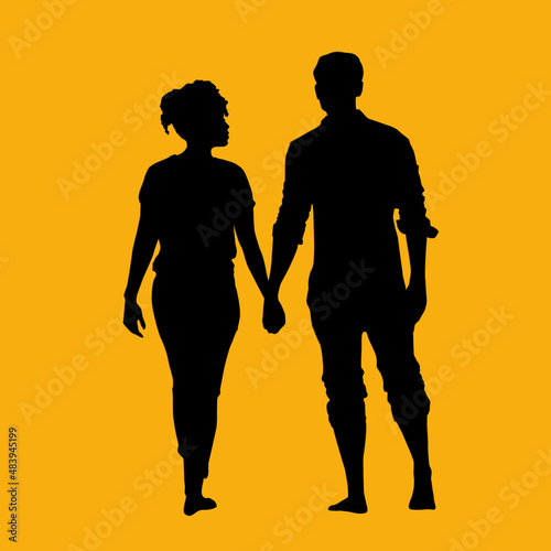 Mann und Frau Silhouetten, Hand in Hand