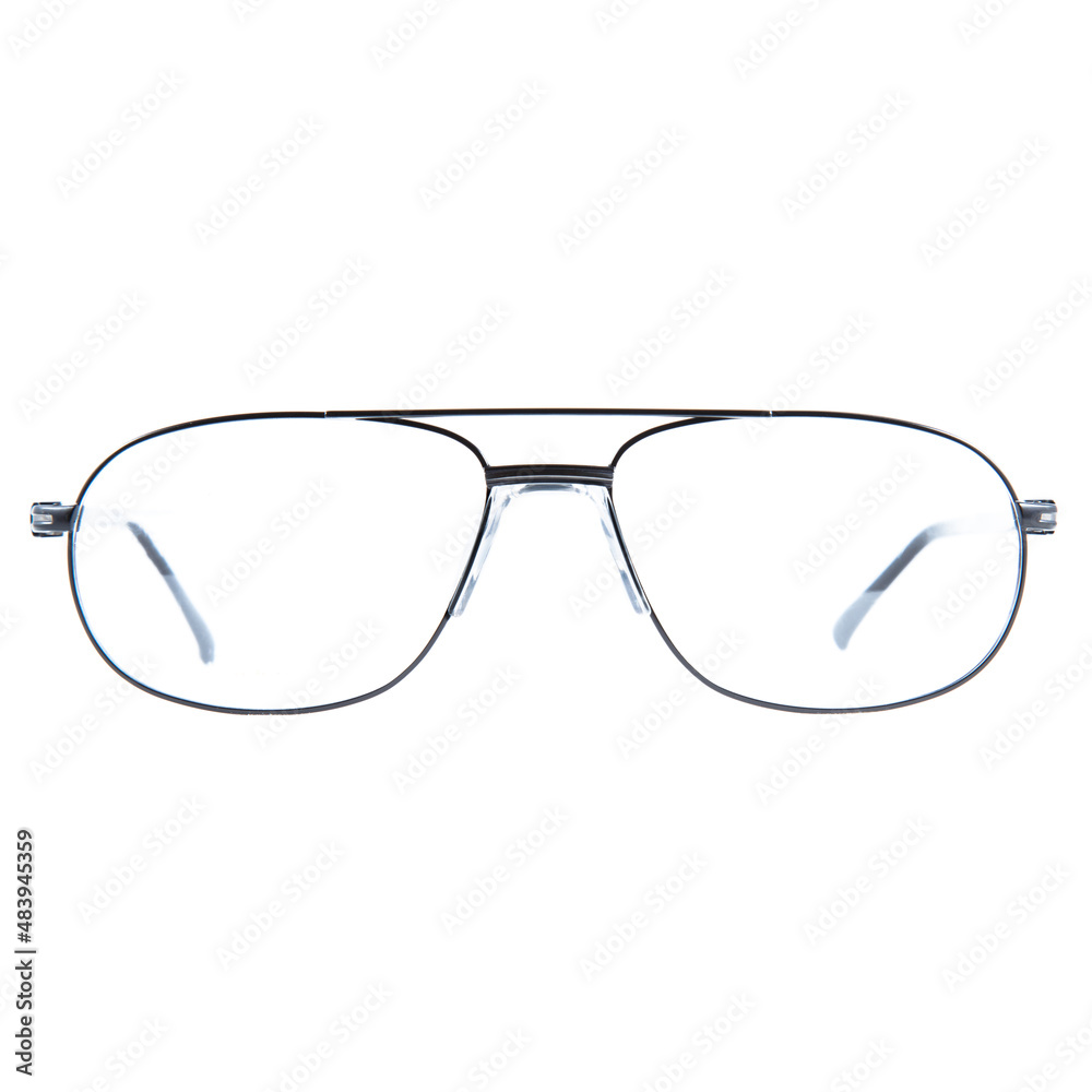 Fototapeta premium eyeglass frames on a white background. Stylish framed glasses on a white background.