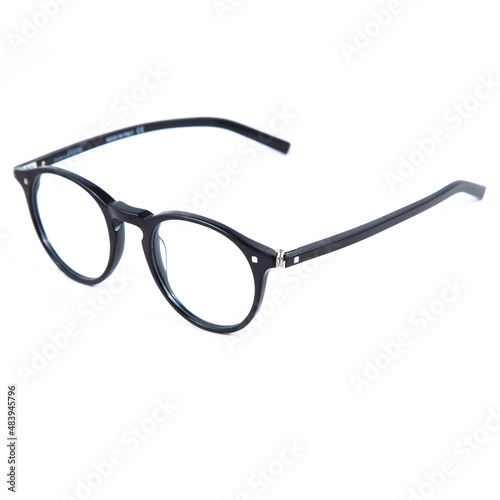eyeglass frames on a white background. Stylish framed glasses on a white background.