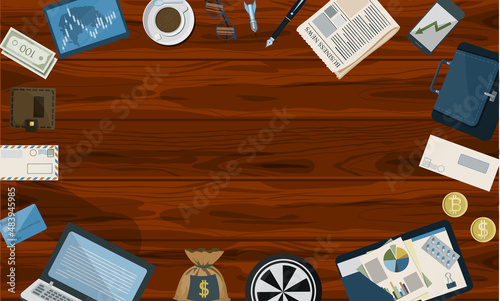 Financial investment banner. Vector flat Background for the website, app. Banking operations, cashback, investments, mobile service. Cartoon images for business