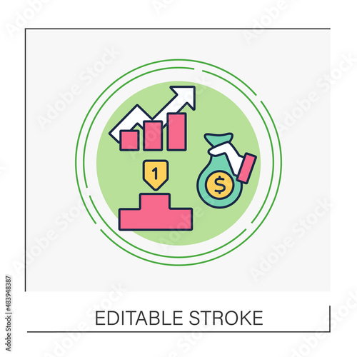  Increase in liabilities concept line icon. Cash flow and graph. Investments. First place in business. Financial literacy.Vector isolated conception metaphor illustration