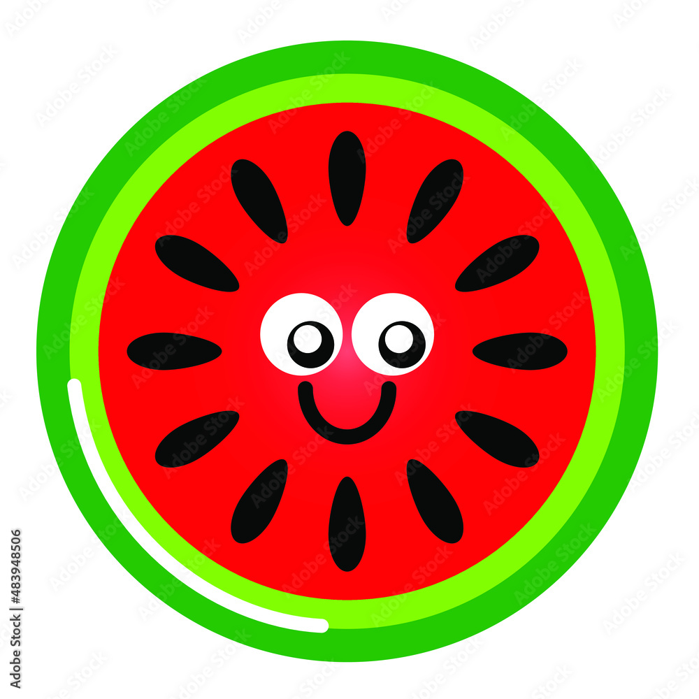 Fototapeta premium illustration of a smiling watermelon. educational vector design for children.