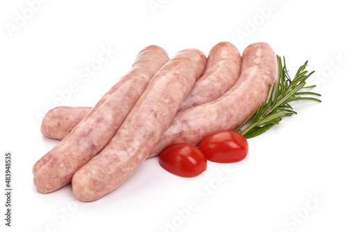 Spiral barbecue sausages, BBQ, isolated on white background.