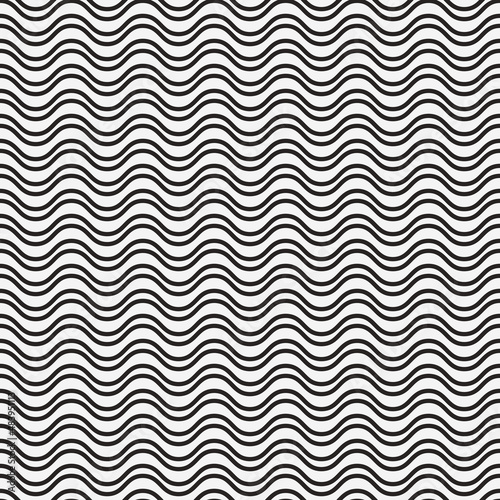 Wavy stripes pattern. Vector black wavy lines wallpaper.