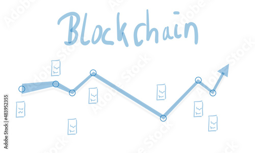 Blockchain Technologie Grafik Abbildung Infografik Skizze Stift