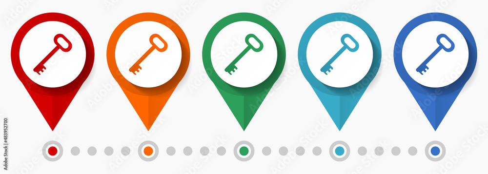 Key concept vector icon set, flat design pointers, infographic template Key concept vector icon set, flat design pointers, infographic template