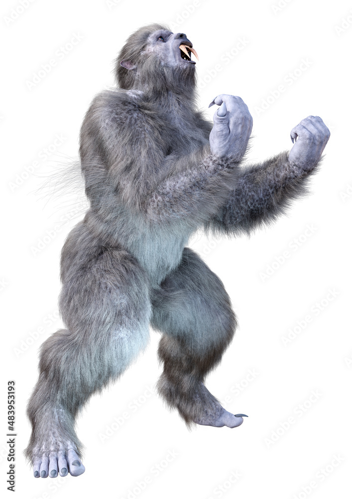 3D Rendering Snow Beast on White 3D Rendering Snow Beast on White