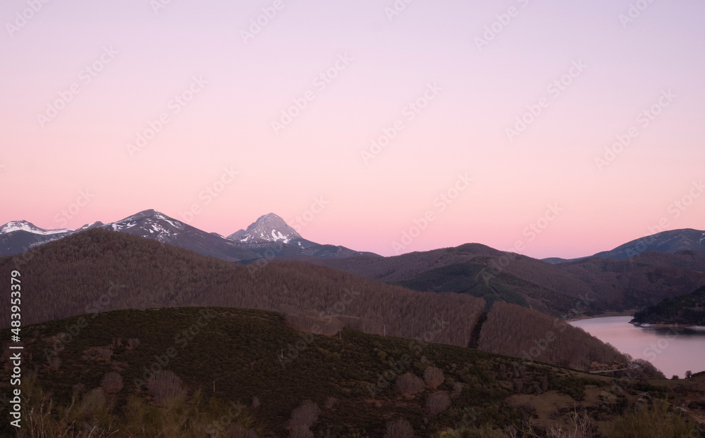 mountain summit at sunset