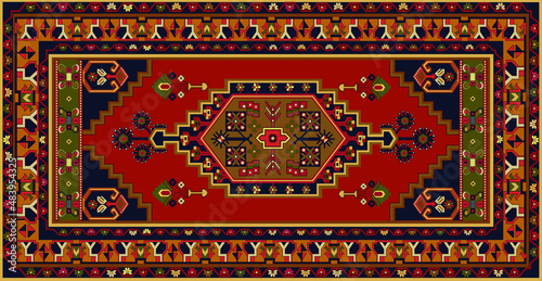 Persian carpet original design, tribal vector texture. Easy to edit and change a few colors by swatch window.