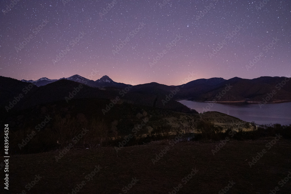 mountain lake at night mountain lake at night