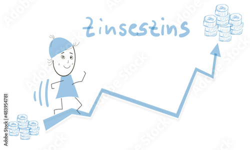 Zinsen Zinseszins Pfeil Grafik Illustration Abbildung