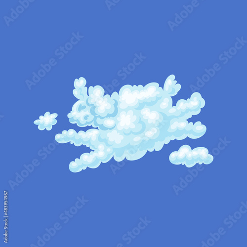 Sky clouds silhouette in shape of sheep, flat vector illustration isolated.