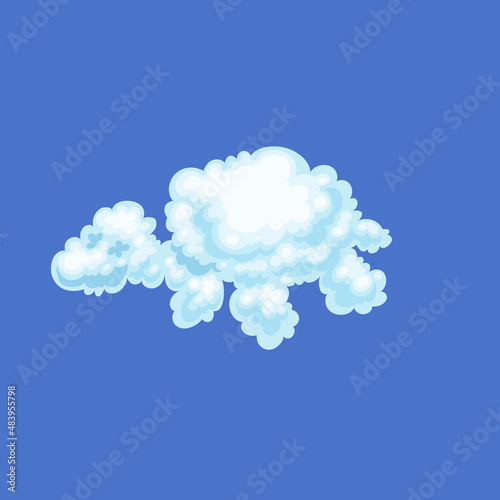 White fluffy cloud in shape wild turtle flying on blue sky a vector illustration