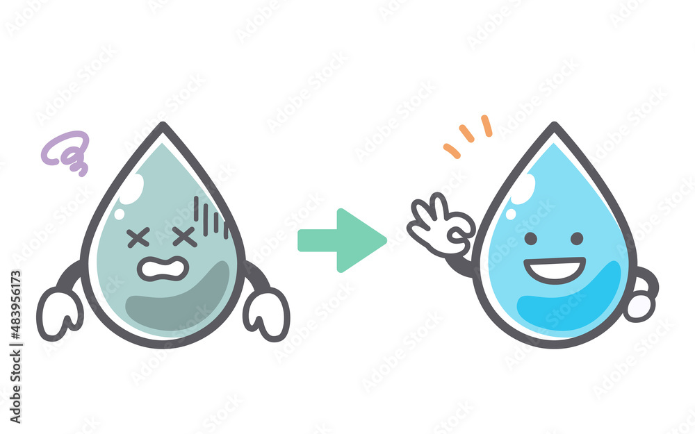 水をきれいにするビフォーアフターのイラスト Stock Vector Adobe Stock