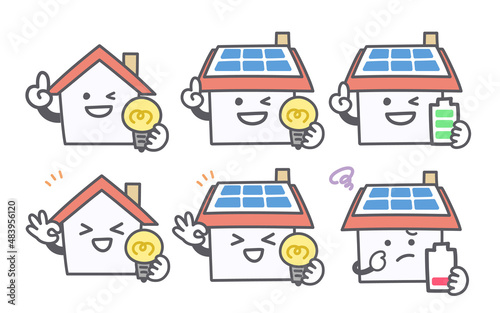 家と電気に関する表情セット