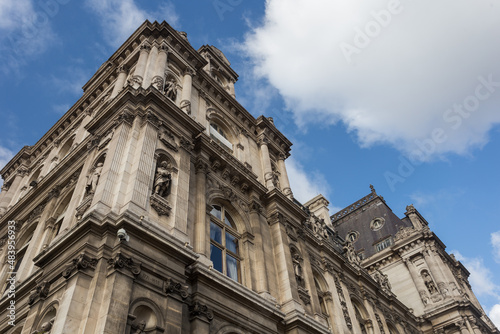 Corner of dramatic gothic building in Paris