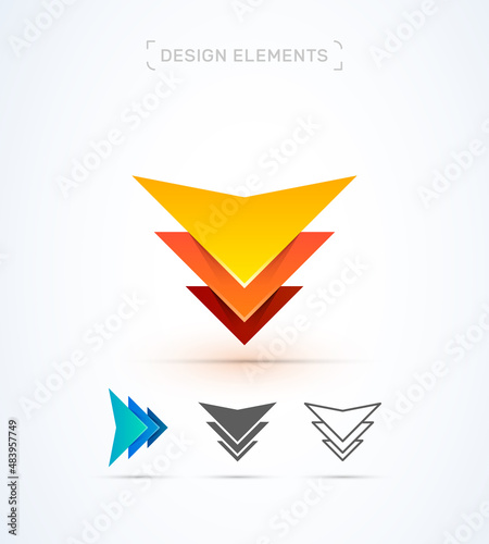 Free Download Vector abstract logo design template. Three elements sign collection. App icon. Letter V. Arrow. Download sign - GFXLoad