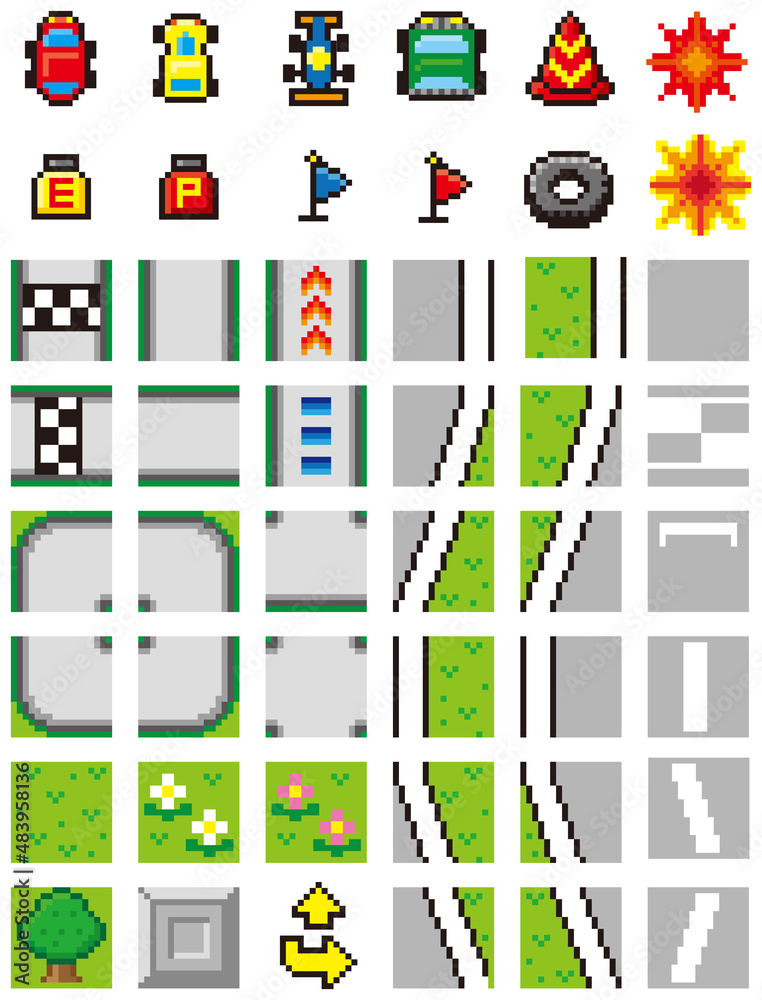レースゲーム風ドット絵 素材 Stock Vector Adobe Stock