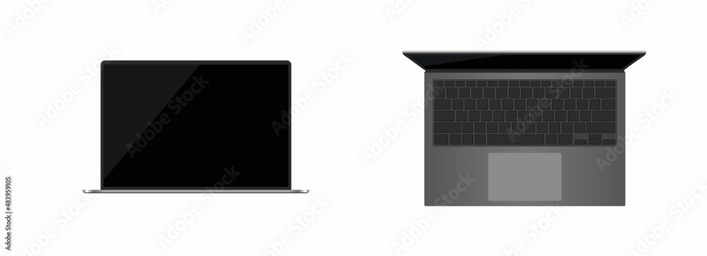 Fototapeta premium Realistic laptop set. Laptops mockup. Vector illustration.