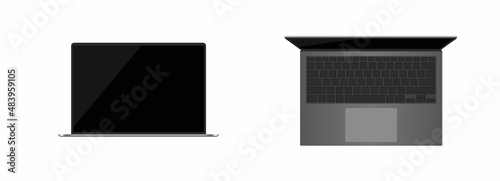 Realistic laptop set. Laptops mockup. Vector illustration.
