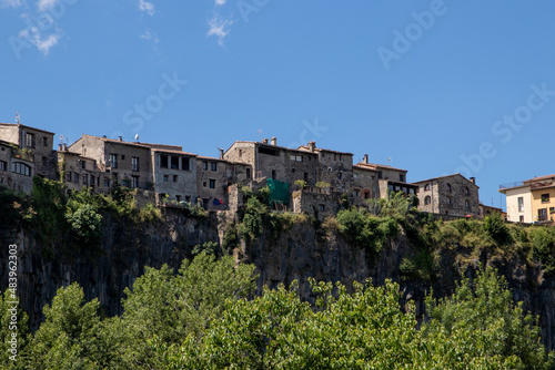 panoramic view of castellfollit de la roca in the area of la garrotxa in the north of spain photo