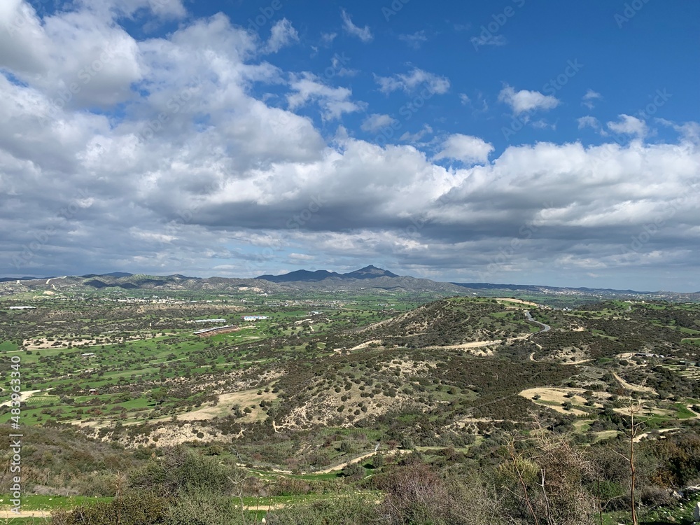 Fototapeta premium Spectacular mountains view, hills and valleys, natural landscape background 