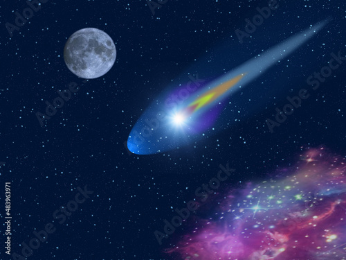 Fototapeta Naklejka Na Ścianę i Meble -   meteor flies in space