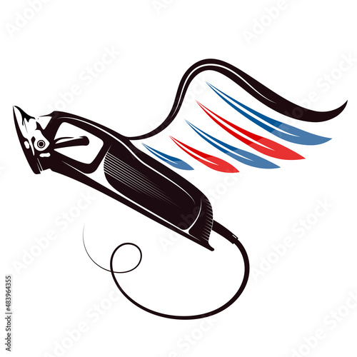 Electric clipper with wings. Symbol for barbershop and hairdresser