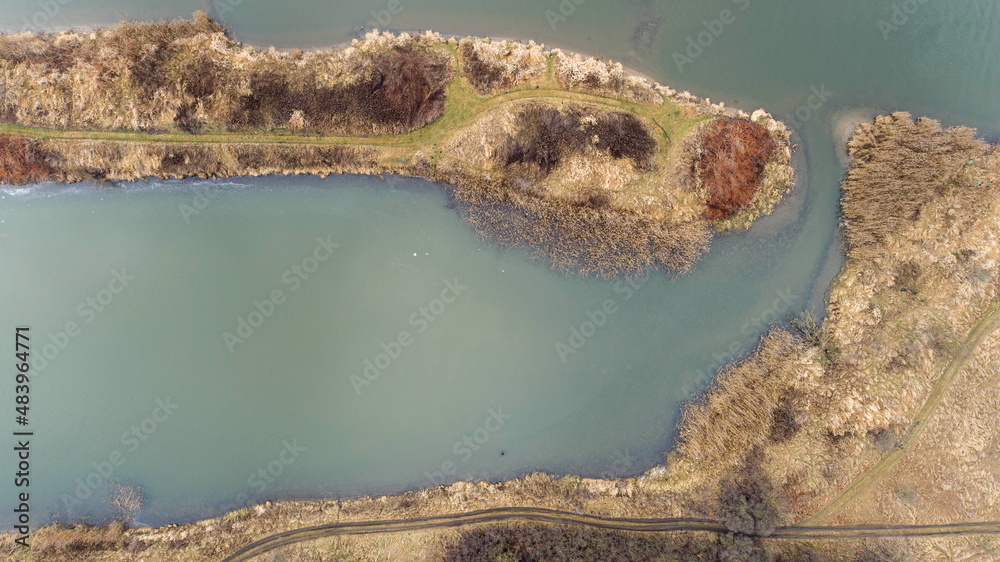 The Odra river with its arms near Wroclaw (Poland)