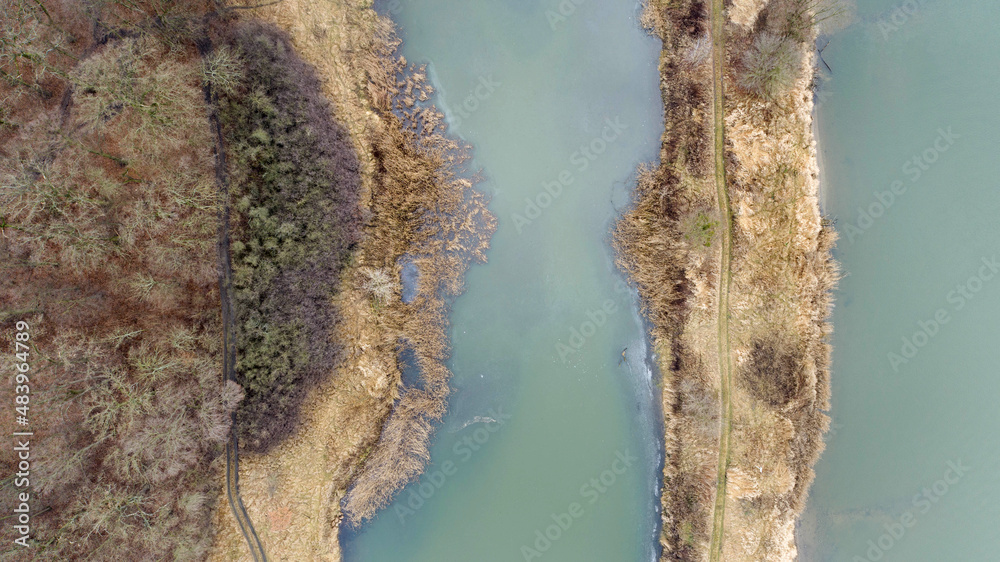 The Odra river with its arms near Wroclaw (Poland)