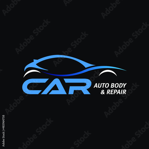 Automotive business logo design with auto body and repair service