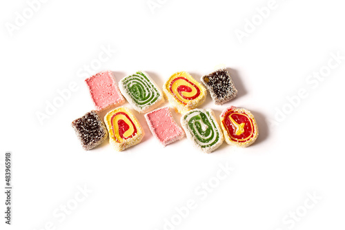 Different turkish delight isolated on a white.