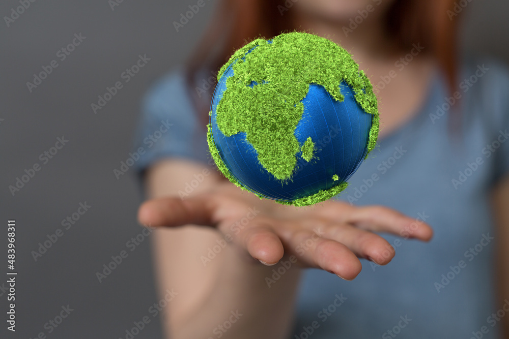 Green 3D Planet Concept, recycle sign Green 3D Planet Concept, recycle sign