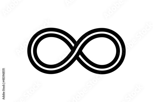 Infinity icon. Loop symbol. Endless sign. Infinite logo in line style. Logo of limitless. Infinit circle for abstract design. Concept of future, eternity. Graphic arrow for creative emblem. Vector photo